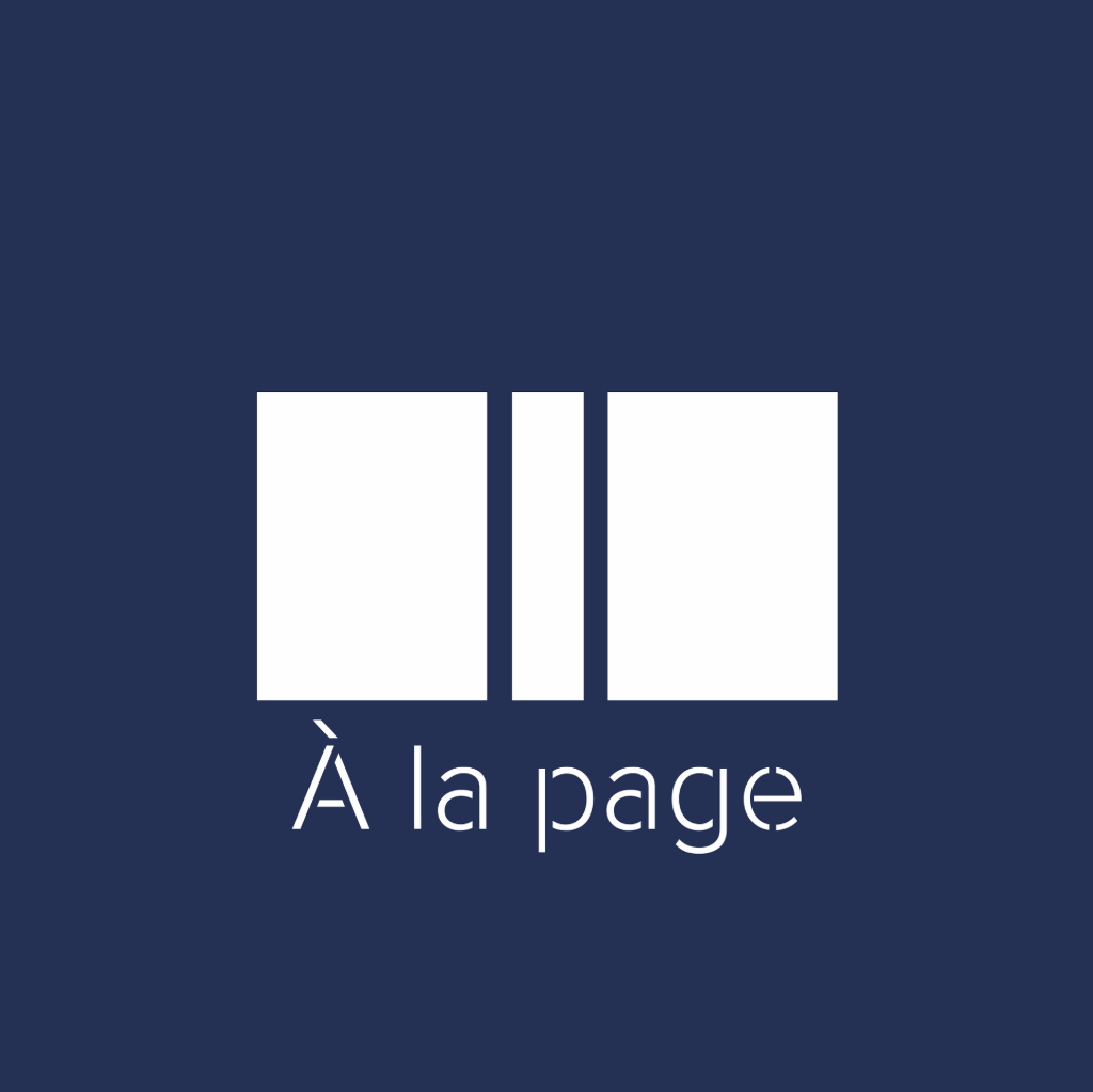 Logo de la librairie à la page représentant des cartons à livre tags: logo livre logotype monogramme identité visuelle