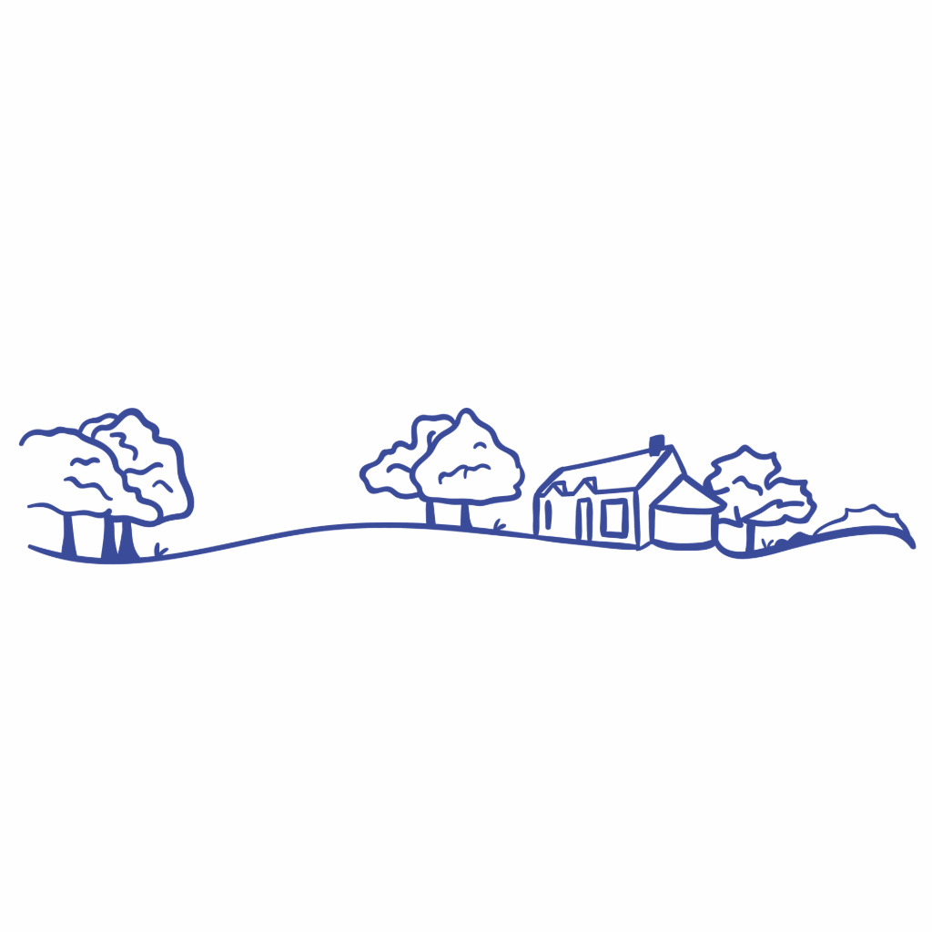 Logo représentant un paysage et un gîte tags: logo logotype monogramme illustration dessin paysage sologne gîte airbnb nature ligne vectoriel